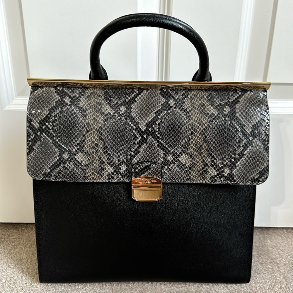 Henri Bendel black purse with snake skin detailing